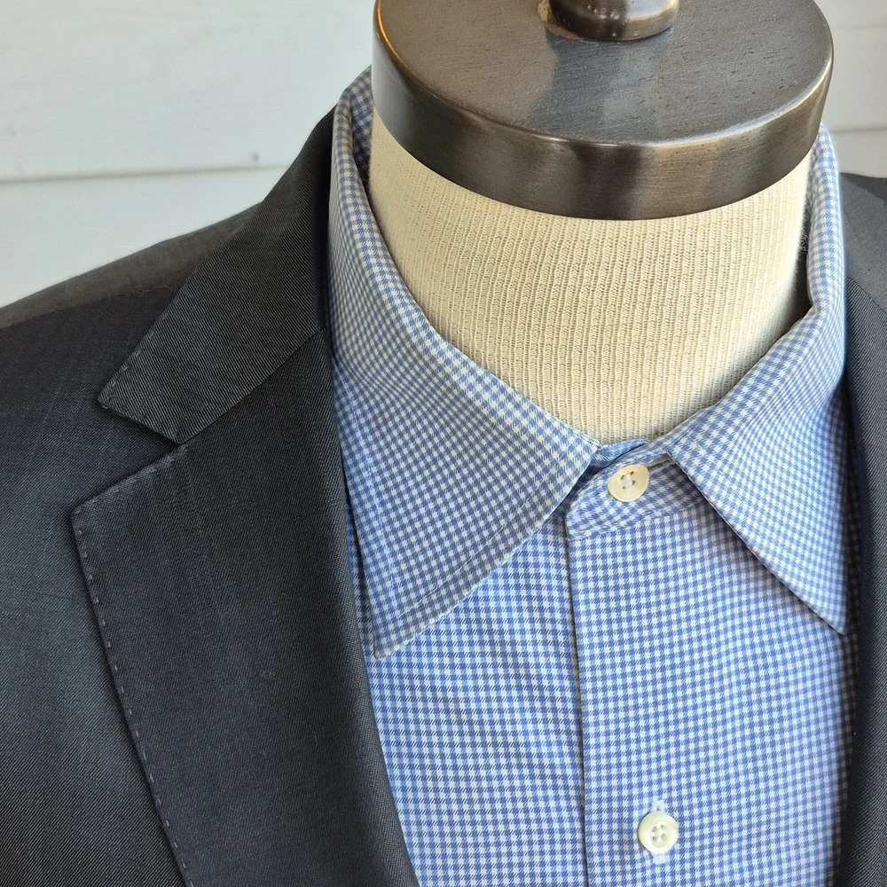 Z ZEGNA City Solid Grey Mohair Wool Blend Sz 44 R Mens Sport Coat Suit Jacket - Picture 2 of 7